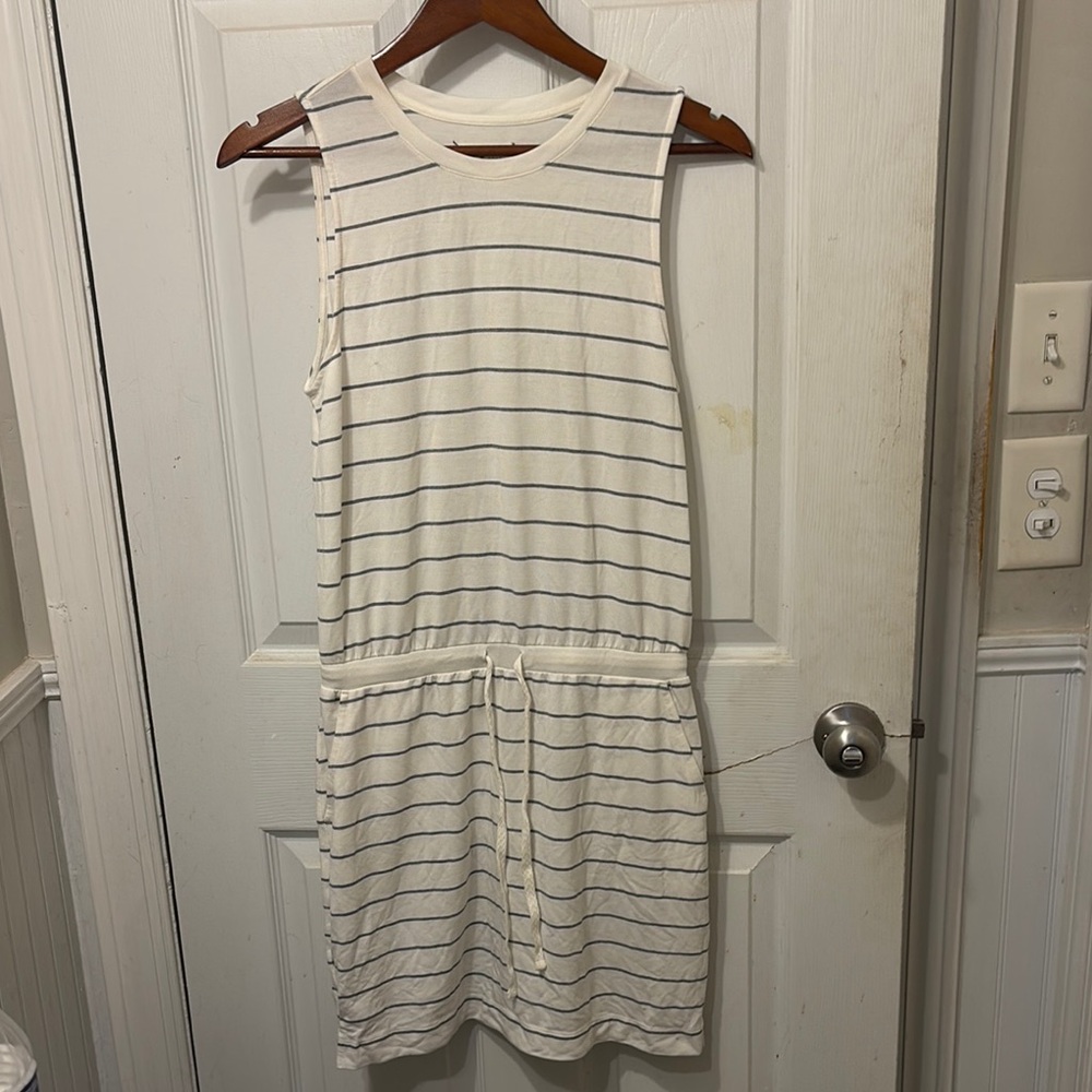 Lou & Grey Navy and White Striped Dress